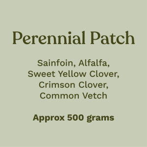Perennial Patch Sainfoin, Alfalfa, Sweet Yellow Clover, Crimson Clover, Common Vetch